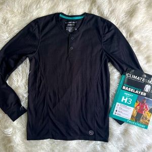 CLIMATESMART Mens Performance Baselayer Henley. Heavyweight Size Large